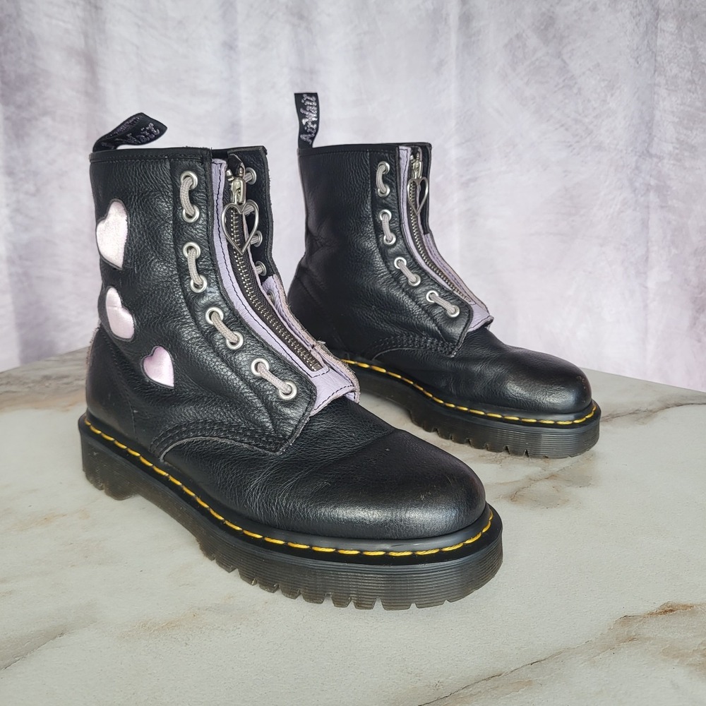 Dr. Martens 1460 Zip Heart Size 8 Women's Platform Boots Black/Purple
